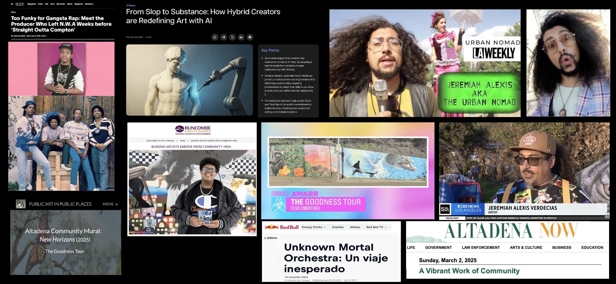 Selected press coverage for Jeremiah Alexis Verdecias and Art Is Life Films