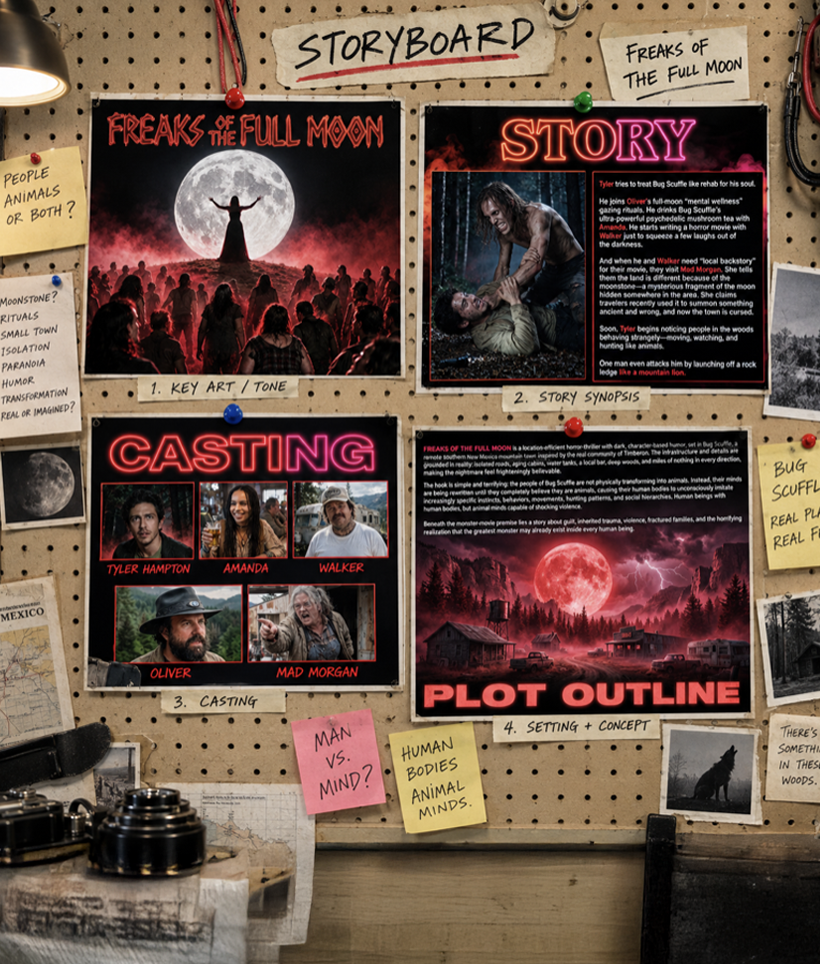 Freaks of the Full Moon storyboard development board
